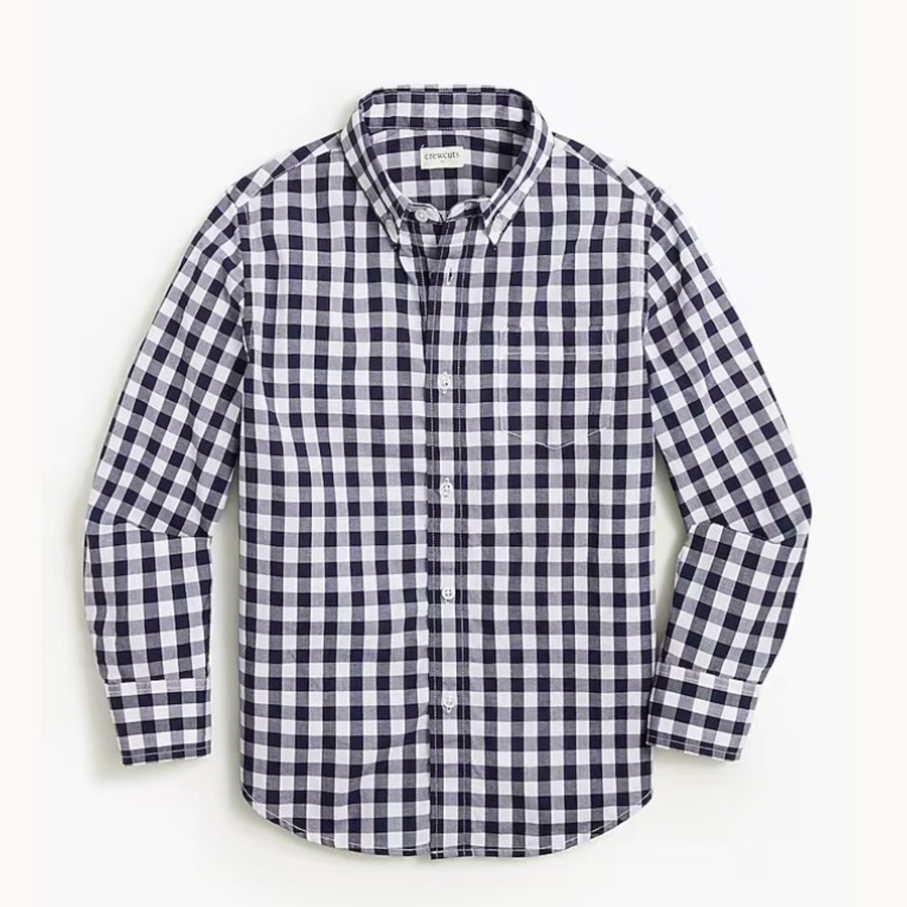 Crewcuts Navy and White Plaid Button Down Shirt